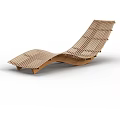 Wooden Lounge Chair With Curved Slatted Structure Modern Design For Outdoor Relaxation