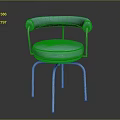 Stylish Turquoise Upholstered Chair With Curved Armrests Round Seat And Metal Frame