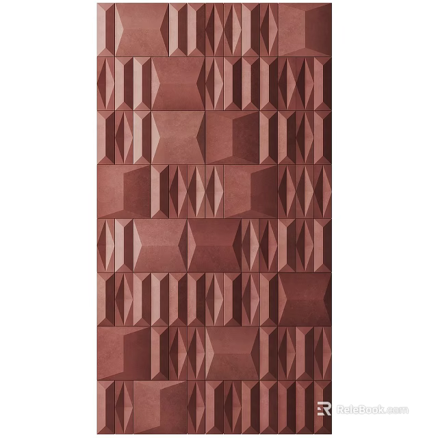 Terracotta Floor Tiles Featuring Geometric 3D Patterns And Textured Design For Interior Decoration 3d model