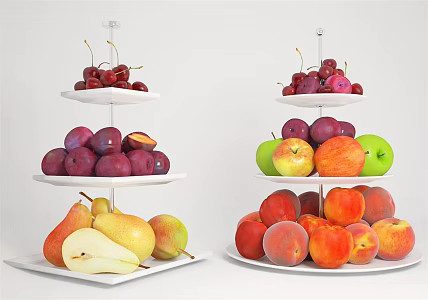 Modern Fruit Multi-Layer Fruit Plate Peach Cherry Apple Pear Banana Fruit Platter Combo 3d model