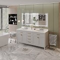 Toilet Bathroom Cabinet Bathtub Shower Washing Machine Scene Tap Shower 3d model