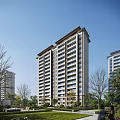 High Rise Modern Residential Building With Light Facade Balconies And Surrounding Trees