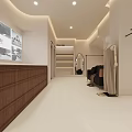 Modern Minimalist Clothing Store Interior Design With Mannequins Clothing Racks And Wooden Counter