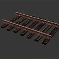 Railroad Track Structure With Wooden Sleepers And Metal Rails