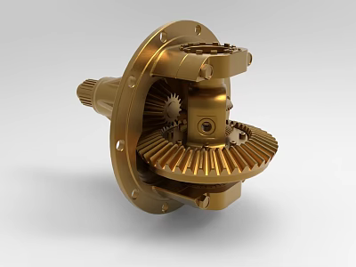 High Quality Golden Industrial Transmission Equipment Featuring Precision Gears Shaft And Mechanical Parts 3d model