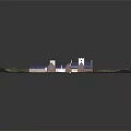 Architectural Model of Historical Buildings Complex With Colored Roofs Courtyard and Grassland Surroundings