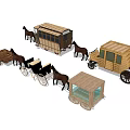 Different Styles Of Horse Drawn Carriages With Wooden Bodies And Wheels