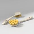 Kitchen Brushes With Beige Stone Like Handle And Yellow Durable Bristles For Cleaning