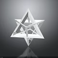 White 3D Geometric Star Structure With Interconnected Triangles On Dark Background
