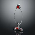 Elegant Silver Bracelet With Red Gemstone Accents And Intricate Craftsmanship Design