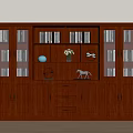 Solid Wood Storage Bookcase With Glass Doors Drawers And Decorative Accents