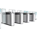 Modern Public Facility Turnstiles With Glass Barriers For Subway Stations