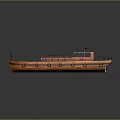 Classic Wooden Boat With Deck Lifebuoys And Reflective Hull Design Details