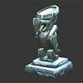 Artistic Sculpture Carving With Ice Blue White Geometric Design And Layered Square Base