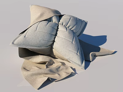 Soft Light Colored Fabric Pillow With Folded Design For Home Decor 3d model