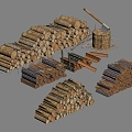 Wood Pile Bonfire Combination 3d model