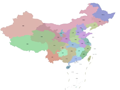 Aerial Planning Of China Administrative Regions With Color Coded Map Design 3d model