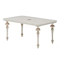 Elegant White Dining Table With Ornate Carved Legs And Central Round Decoration