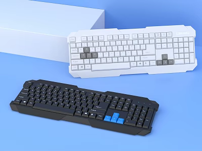 Stylish Modern Computer Keyboards in Black and White Color Designs 3d model