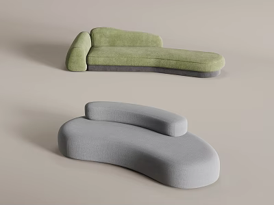 Modern Green and Gray Curved Sectional Sofa for Living Room Interior Design 3d model