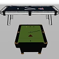Green Felt And Glass Top Billiard Tables As Sports Equipment With Balls And Cues