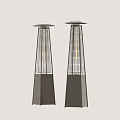 Brown Outdoor Tower Heaters With Metal Mesh And Conical Base Design