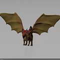 Fantasy Dragon Character with Orange Wings Red Head Horns and Mythical Creature Design