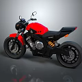 Sleek Red and Black Motorcycle With Modern Design Black Seat Wheels and Engine Details