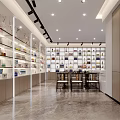 Modern Pharmacy Store Interior With Well Lit Shelves And Medical Products