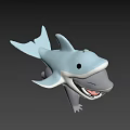 Cartoon Shark Game Character 3D Model With Open Mouth And Legs
