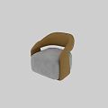 Modern Single Sofa With Gray Fabric Cushion And Brown Leather Armrest