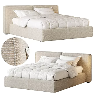 Fabric Double Bed Simple Double Bed Double Bed Combination Floor Bed Backrest Bedding Pillow 3d model
