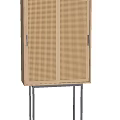 Minimalist Wooden Entryway Cabinet Sideboard With Woven Doors And Black Metal Legs