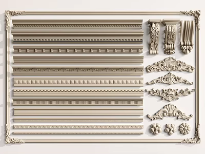 Elegant Carved Decorative Moldings with Corbels and Ornate Patterns for Interior Decoration 3d model