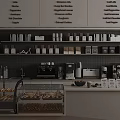 Coffee Shop Front Counter With Coffee Machines Pastry Bread Display And Menu Boards