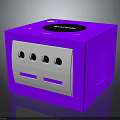 Purple Cube Shaped Electronic Device With White Panel And Three Circular Holes 3d model
