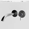 Modern Chrome Wall Mounted Water Faucet With Temperature Control Knob 3d model