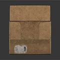 Brown Cardboard Box With Open Lid Label With Barcode And Recycling Symbols