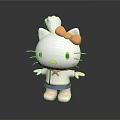 Hello Kitty Character Design With White Body Red Bow Blue Outfit And Open Arms Pose