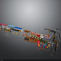 Modern Urban Scene With Traffic Signs Street Lamps And Building Models