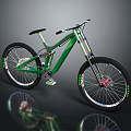 Green Mountain Bike With Suspension Fork Large Wheels And Modern Frame Design