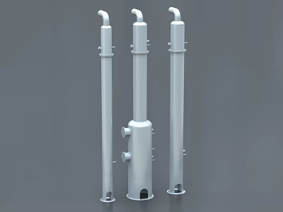 Vertical Industrial Equipment Metal Towers Featuring Pipes And Connecting Parts 3d model