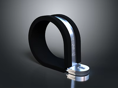 Black Ring Shaped Modern Design Object With Silver Section And Base 3d model