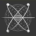 Industrial Equipment Mechanical Design 3D Model With Wireframe Sphere And Spherical Components