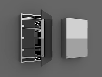 Wall Mounted Modern Bathroom Cabinet With Open Door And Multiple Shelves 3d model