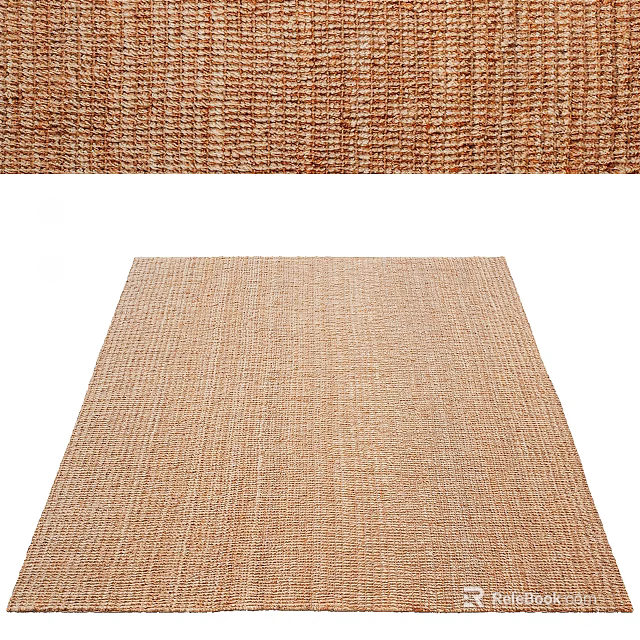 Natural Brown Woven Square Carpet with Textured Design for Living Room Home Decor 3d model 