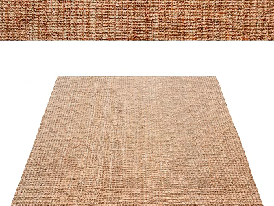 Natural Brown Woven Square Carpet with Textured Design for Living Room Home Decor 3d model