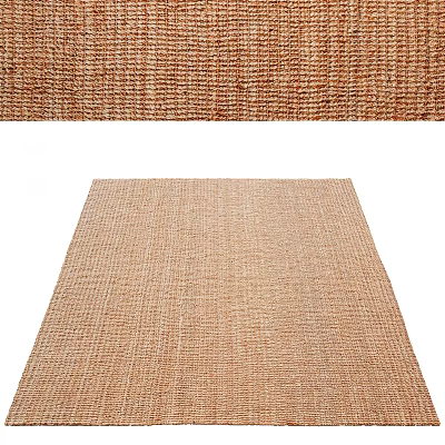 Natural Brown Woven Square Carpet with Textured Design for Living Room Home Decor 3d model