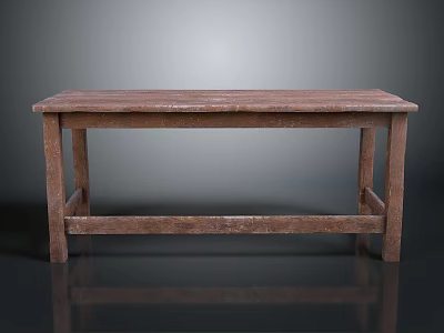 Rustic Brown Wooden Bench Furniture With Simple Design And Solid Structure 3d model