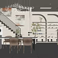 Modern Clothing Store Interior with Arched Display Shelves Apparel and Green Plants
